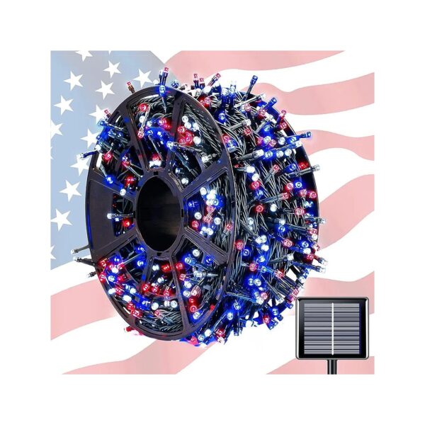 Super Bright Red White and Blue Solar Lights for 4th of July and Independence Day Decor