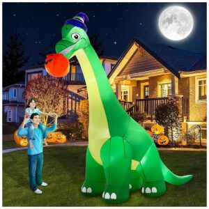 Super Tall 13FT Green Inflatable Dinosaur Halloween Yard Decoration for Party Decor