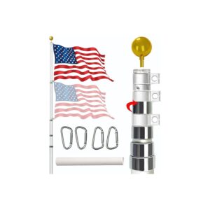 Superior Quality Flagpole Kit with Golden Ball Finial and Two Flag Fly