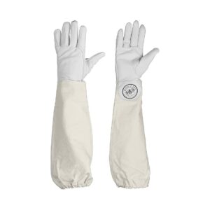 Supple Goatskin Leather Gloves with Extended Sleeves for Comfortable Beekeeping