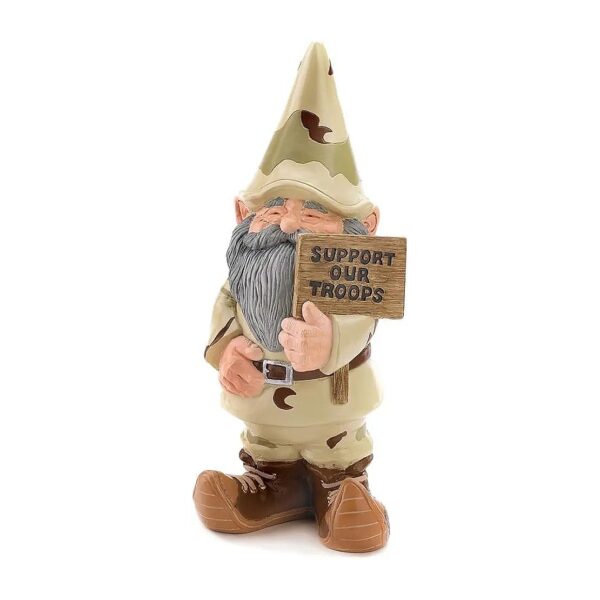 Support Troops Resin Garden Gnome Statue Lighthearted Tribute