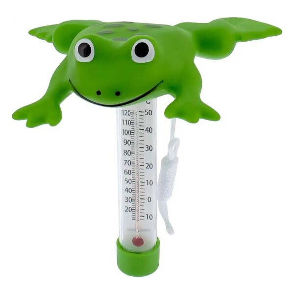 Swimming Pool Thermometer with Easy to Read Temperature Display and Tethered Frog