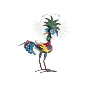 Tall Colorful Metal Rooster Yard Statue with Elegant Glossy Finish