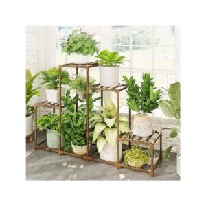 Tall Plant Stand with Hanging Plant Holder and Space for Multiple Potted Plants