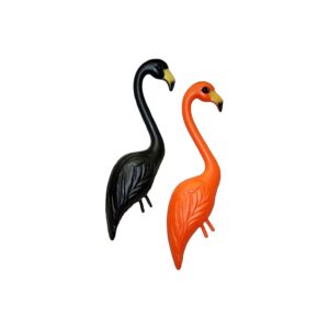 Tall Plastic Black-Orange Flamingos with UV Protection Pair of 1