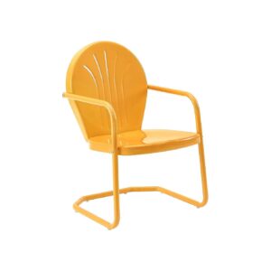 Tangerine Retro Metal Outdoor Chair with Unique Design and Weather Resistant Properties