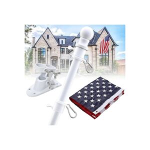 Tangle Free Outdoor Flag Poles for House and Porch with American Flag Kit and Bracket