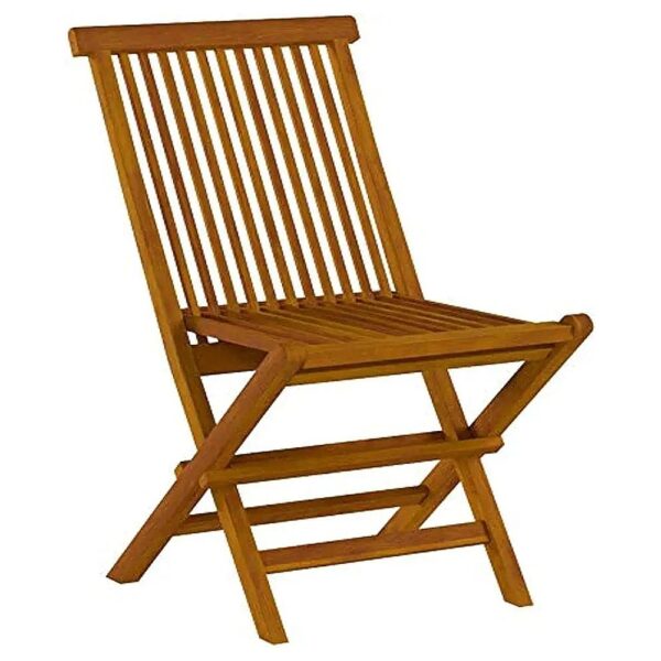 Teak Wood Folding Chairs with Solid Back Brown Color for Indoor Outdoor