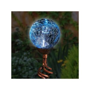 Teal Geometric Glass Ball Garden Decoration with Solar Powered Lighting