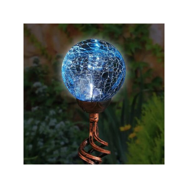 Teal Geometric Glass Ball Garden Decoration with Solar Powered Lighting