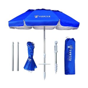 Telescopic Beach Umbrella with Sand Anchor and Tilt Ventilation for Outdoor Protection