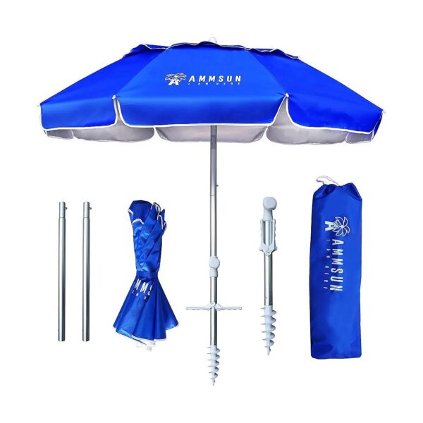 Telescopic Beach Umbrella with Sand Anchor and Tilt Ventilation for Outdoor Protection