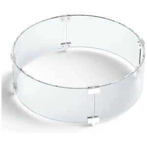 Tempered Glass Round Fire Pit Wind Guard with Aluminum Alloy for Propane Gas Outdoor