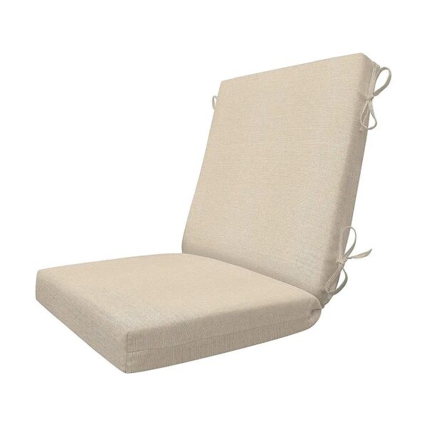 Textured Solid Almond Highback Patio Chair Cushions with Recycled Polyester Fiberfill