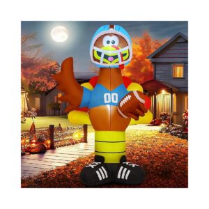 Thanksgiving Inflatable Turkey Blow Up with Built-in LEDs for Fall Yard Lawn Decorations