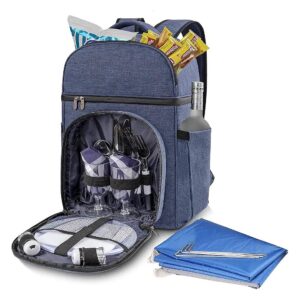 The Ultimate Picnic Backpack with Insulated Cooler and Accessories for Two