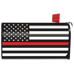 Thin Red Line Magnetic Mailbox Cover Firemen Patriotic Standard Steel Mailbox Protector