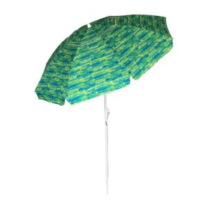 Tilt and Telescoping 7 Foot Beach Umbrella with Fiberglass Sides and Steel Base