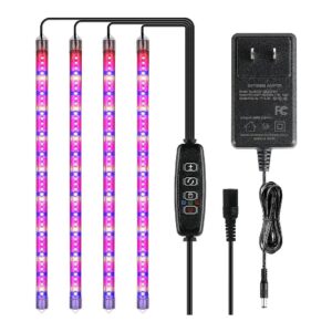 Timed Full Spectrum LED Grow Light for Indoor Plants, 48 LEDs Per Tube, 3/9/12H Timer