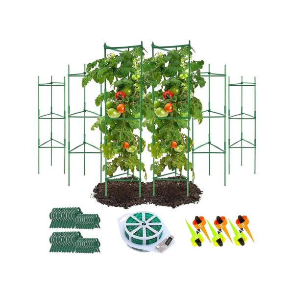 Tomato Plant Stakes with Plant Clips and 164ft Plant Ties for Easy Plant Management