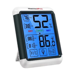 Touchscreen Indoor Thermometer and Humidity Gauge with Large Backlit LCD Display