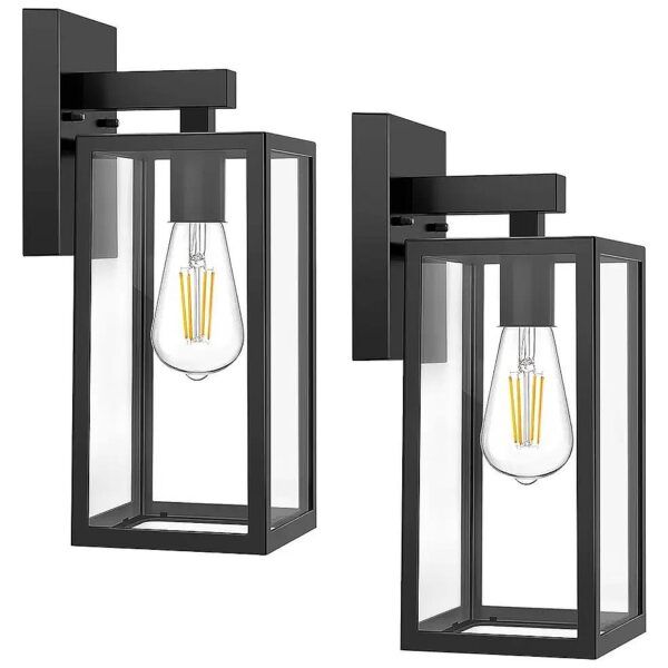 Toughened Glass Outdoor Wall Mounted Lights with Black Aluminum and Modern Design