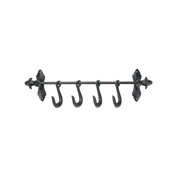 Traditional Cast Iron Coat Hook Wall Hanger with Slidable Hooks for Home Garden Decor