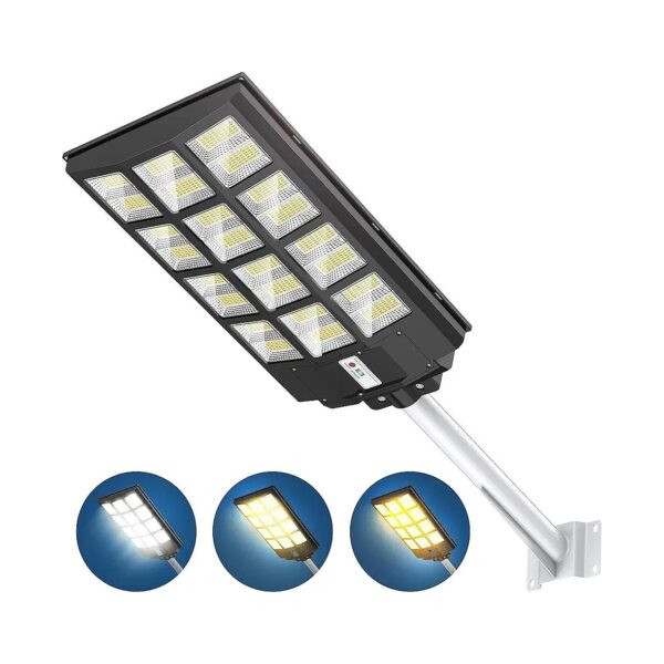 Tri-Color Solar Motion Sensor Light for Outdoor Area Lighting with Adjustable Hues