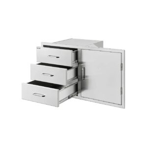 Triple Storage BBQ Drawer Combo with Stainless Steel Handles and Rugged Frame