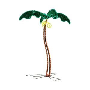 Tropical Green Palm Tree with Holographic Rope Lighting for Indoor and Outdoor Use