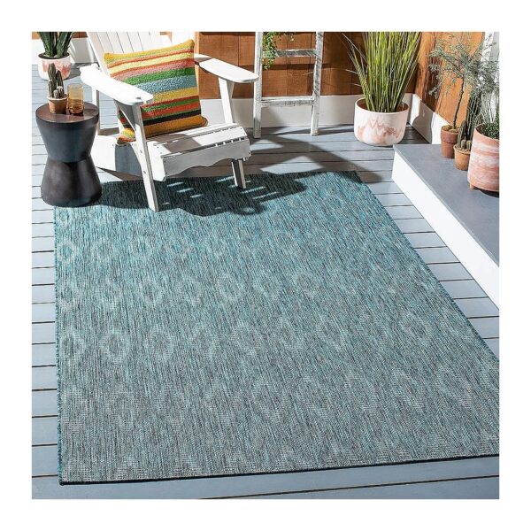 Turquoise Blue Patio Rug 5x7 Size Easy Cleaning Low Maintenance Patio Solutions