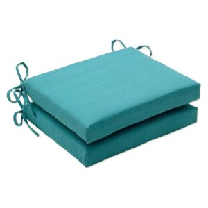 Turquoise Blue Square Corner Patio Seat Cushions, 16x5, Weather Resistant, Polyester Fill