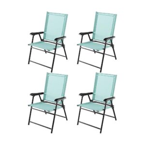 Turquoise Patio Furniture Set of 4 with Sling Back Chairs for Deck and Beach Areas