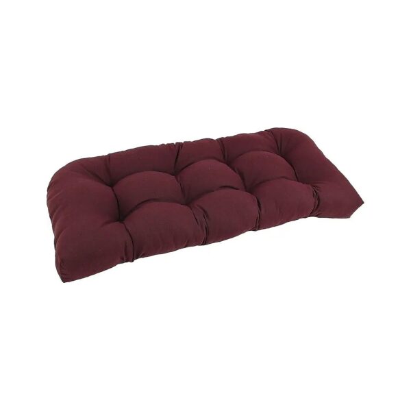 Twill Patterned Loveseat Cushion with Rounded Back Design Burgundy 42 x 19 Inches