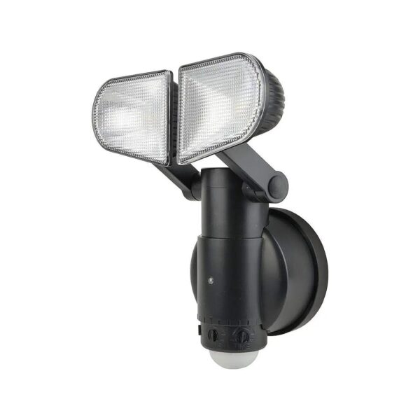 Twin Motion Activated Floodlights with Adjustable Lights and 3 Control Settings