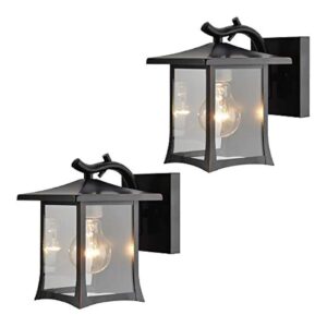 Twin Pack Exterior Lighting Fixtures Oil Rubbed Bronze Finish with Clear Glass Shade