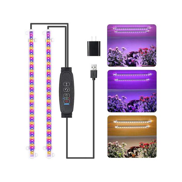 Two Strip LED Grow Light for Succulents and Indoor Plants