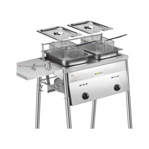 Two Tank Outdoor Deep Fryer with Thermometer for Perfect Fish Frying