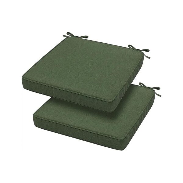 Two Tie Design Green Square Seat Cushion 2 Pack 18x18x