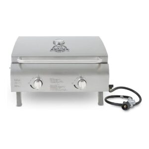 Two-Burner Portable Gas Grill with Stainless Steel Body and Lid