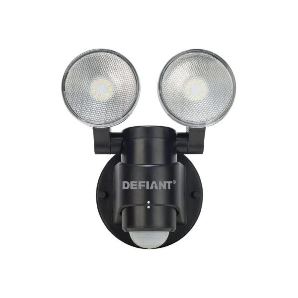 Two-Head Outdoor Motion Activated Black Flood Light with 180-Degree Coverage