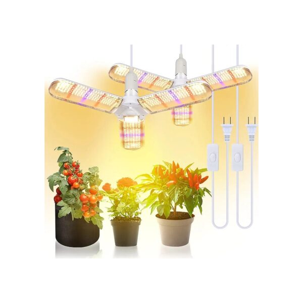 Two-Pack 150W LED Grow Light Bulb with Foldable Design for Indoor Plants and Greenhouse