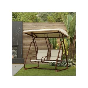 Two-Person Outdoor Patio Swing with Comfortable Seats and Adjustable Canopy