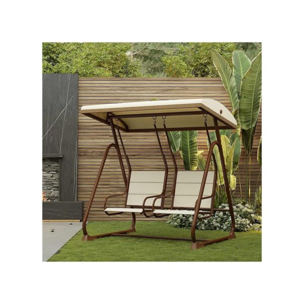 Two-Person Outdoor Patio Swing with Comfortable Seats and Adjustable Canopy