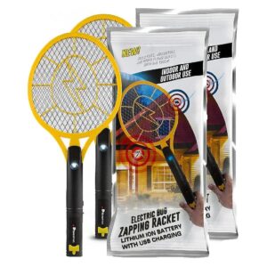 USB Rechargeable Electric Bug Zapper with Large Size Racket and Bright LED Light