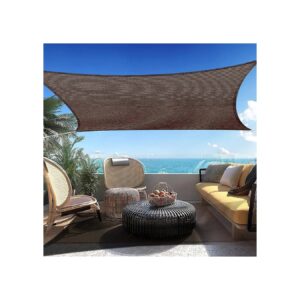 UV Block Brown Rectangle Sun Shade Sail Canopy Awning for Patio Decks and Balconies