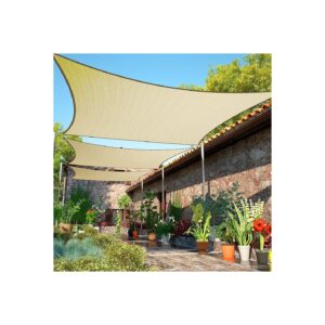 UV Resistant Beige Sun Shade Sail for Outdoor Use with Custom Size Options