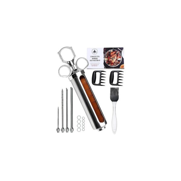 Ultimate Meat Injection Kit for BBQ and Smoking with Visible Stainless Steel Capacity