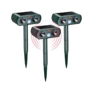 Ultrasonic Solar Animal Repeller Outdoor for Yard Garden and Farm with 3 Pcs Repellent