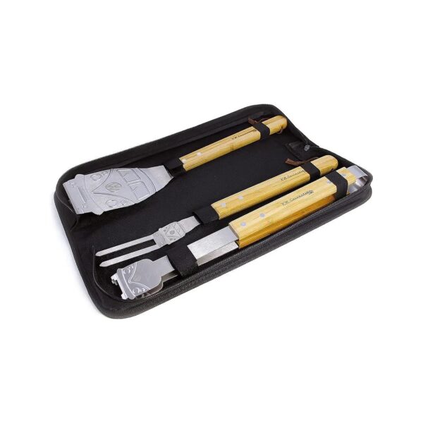 Unique 3-Piece Grill Set with Tongs, Fork, and Turner in T1 Bus Design for Grill Masters